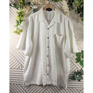 ANDRADE Button Up Men's White Rayon S/S Shirt Size XL READ!